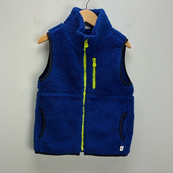 Gap Sherpa Vest Blue 3T Toddler Boys Deep Pile Fleece Cozy Spring Fall Layer - Picture 1 of 9